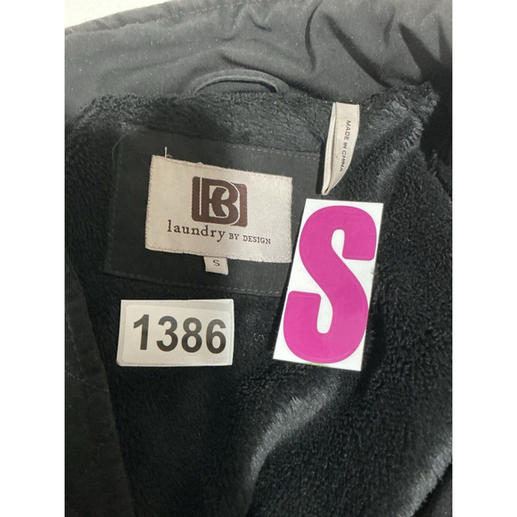 Womans Laundry By Design Black Small Quilted Hooded Coat - Picture 5 of 9